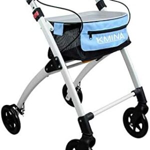 Kmina pro rollator walker 4 wheels indoor tray folding walking frame mobility