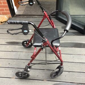 rollator walker with seat used