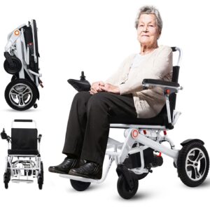 Deluxe Folding Electric Wheelchair,Powerful Dual Motor, Suitable for Elderly