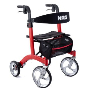 Lightweight 4 Wheel Rollator Walking Frame Mobility Aid Bag Basket Seat Backrest