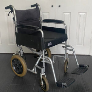 Enigma Lightweight folding transit attendant wheelchair with handbrakes 18" seat