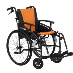 Excel G-Logic Lightweight SP Wheelchair 18" Black Frame and Orange Upholstery