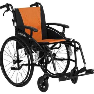 Excel G-Logic Lightweight SP Wheelchair 18" Black Frame and Orange Upholstery