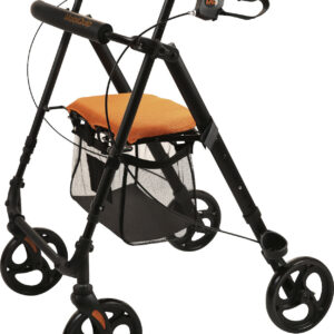 MobiQuip Aluminium Rollator, 4 Wheeled Walker with Seat and Basket, Lightweight