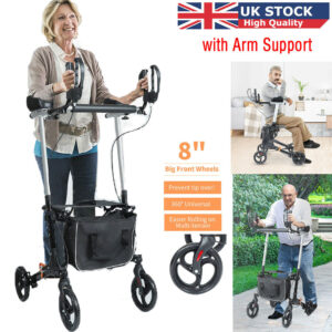 Upright Rollator Mobility Walker lightweight Stand Up Walking Medical Aid w/Seat