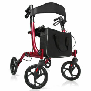 Lightweight Rollator Folding Walking Frame 4 Wheeled Aluminium Walker with Seat