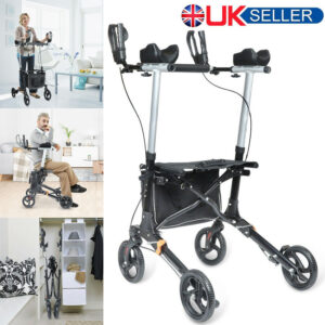Upright Mobility Walker Folding Lightweight Rollator 4 Wheel Walking Aid UK NEW