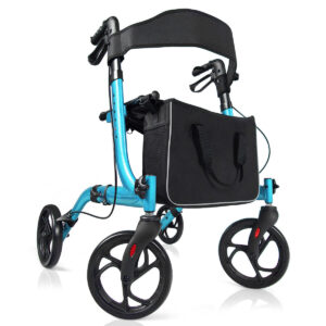 Folding Rollator Walker Aluminium Walking Mobility Aid Lightweight With 4 Wheels