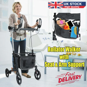 Upright Mobility Walker Lightweight Rollator 4 Wheel Walking Aid & Arm Support