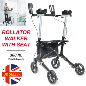 Mobility Rollator Walker lightweight 4 wheel walking aid Height Adjustable Seat