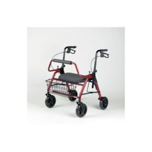 FOUR-WHEELER HEAVY DUTY ROLLATER WITH SEAT, BASKET, AND CABLE BRAKES