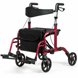 Wheeled Foldable Mobility Walker Medical Rollator w/Mesh Seat Transport Chair