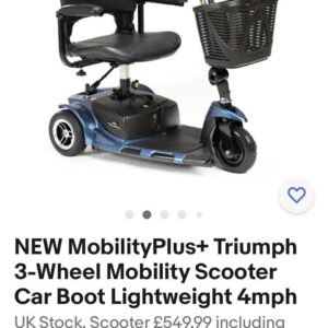 MobilityPlus+ Triumph 3-Wheel Mobility Scooter Car Boot Lightweight 4mph