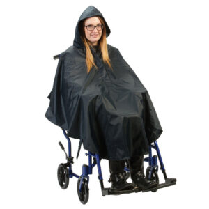 Flat Hem Poncho Waterproof Rain Mac Wheelchair Mobility Scooter Accessories Navy