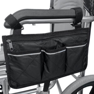 Side Storage Pouch for Walker or Wheelchair Mobility Aid Accessory Pocket Black