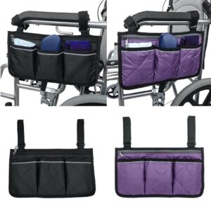 2Pcs Wheelchair Side Bag Armrest Pouch Accessory Phone Holder Mobility Aid