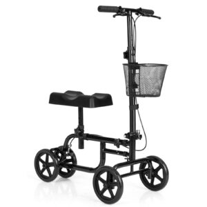 Knee Walker Height Adjustable Steerable Scooter w/Detachable Basket & Braking