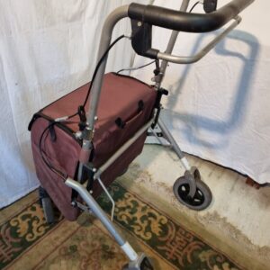 4 Wheel Braked Rollator Walker + Basket / Seat User Weight 110kg in Grey & Brown