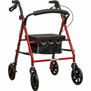 Blue Steel Framed Rollator Walking Mobility Aid with Bag - 130kg Weight Limit
