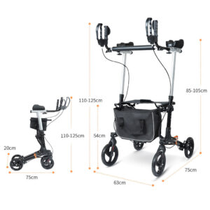 Folding Adjustable Upright Rollator Mobility Walker with Arm Support 4 Wheels