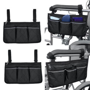 2x Large Wheelchair Side Bag Accessory Phone Holder for Elderly Disabled