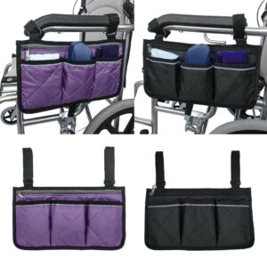 2Pcs Large Universal Wheelchair Side Bag Armrest Accessory Phone Holder