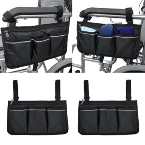 2x Universal Wheelchair Side Bag Pouch Organizer Accessory Phone Holder