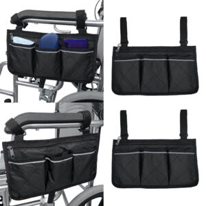 2pcs Universal Wheelchair Side Bag Pouch Storage Accessory Phone Holder