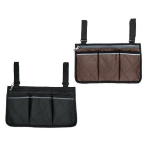 2x Wheelchair Side Bag Pocket Accessory Phone Holder for Elderly Disabled