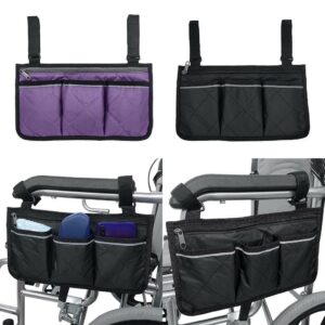 2x Wheelchair Side Bag Pouch Pocket Accessory Phone Holder Mobility Aid