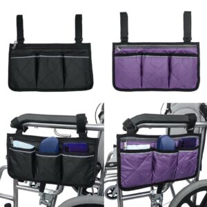 2Pcs Wheelchair Side Bag Pouch Organizer Accessory Phone Holder Mobility Aid