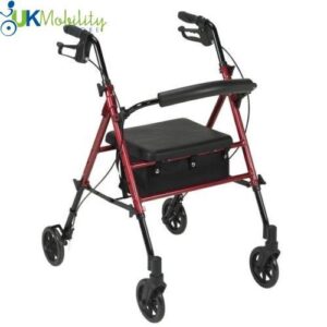 Rollator 4 Wheel Walker Lightweight Walking Aid Frame Height Adjustable Seat