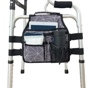 Walker Organizer Bag Mesh Pockets Basket Armrest Side Bag for Elderly Adult