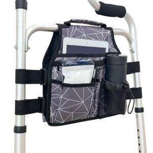 Walker Organizer Bag Basket Mesh Pocket Armrest Organizer for Adult Elderly