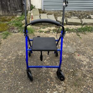 Drive 4 Wheel Rollator Folding Mobility Walker in Blue with Seat.