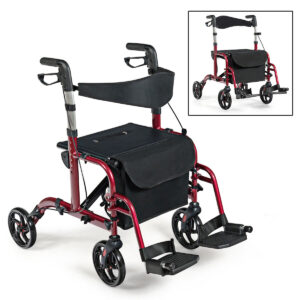 Folding Rollator Walker Wheeled Walking Frame with Seat Brake Height Adjustable