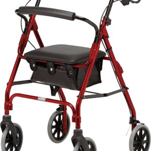Days Lightweight Folding Four Wheel Rollator, Mobility Walker with Padded Seat,