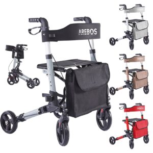 AREBOS Foldable Aluminium rollator Lightweight rollator Walking aid Black