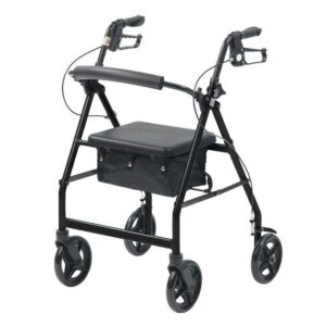 Lightweight rollator folding Walking frame 4 Wheeled walker aluminium with seat