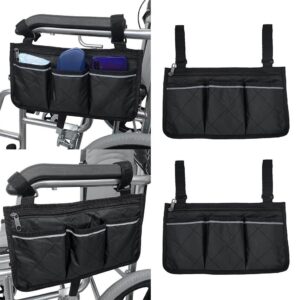 2x Large Wheelchair Side Bag Organizer Accessory Phone Holder Mobility Aid
