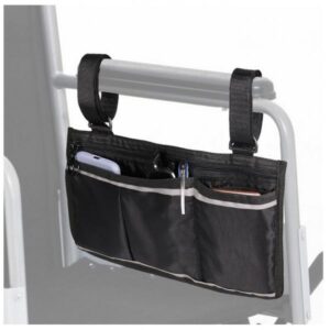 1 Pc Black Wheelchair Side Bag Pouch Organizer Scooter Phone Holder Pocket