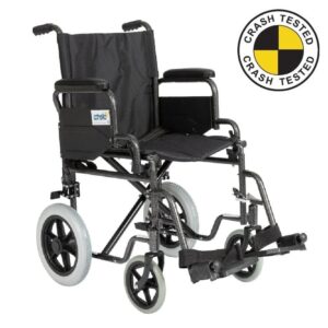 Crash tested wheelchair- Carer controlled suitable for safe use in a vehicle