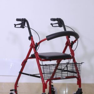 Lightweight Foldable Aluminium Rollator Walking Frame Wheeled Walker Padded Seat