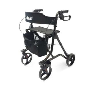 Lightweight Folding Torro Rollator Walking Frame With Seat Bag & Cane Holder