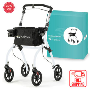 Helavo H1012 Foldable Rollator with Seat -Lightweight Rolling Walker for Senior