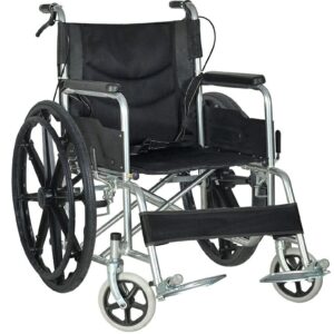Lightweight Folding Wheelchair attendant brakes Self Propelled Mag Wheels Black