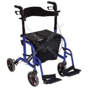 AIDAPT Duo Deluxe Rollator and Transit Chair in One Colour Blue VP184BLUE