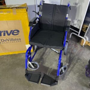 New Drive XS 18" Blue Transit Wheelchair/Mobility Folding Aluminium Wheelchair