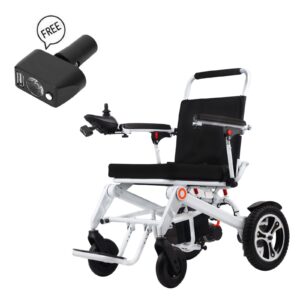 Ultra Lightweight Foldable Electric Wheelchair with Lights 2×8 AH Battery 25 KM
